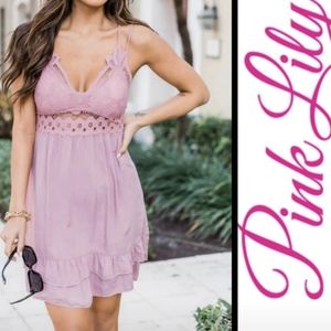 WON'T FORGET ME MAUVE LACE DRESS S